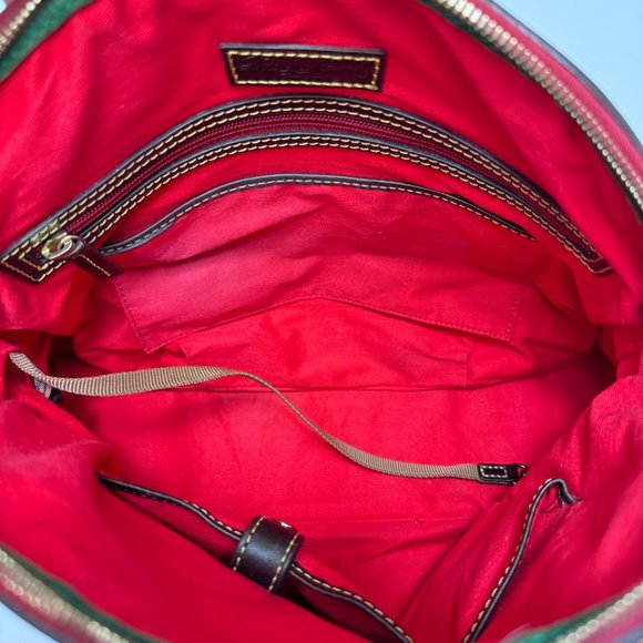 Dooney & Bourke Zip Around Dome Pebbled Leather Side Tassels Tote Brown - Picture 9 of 10